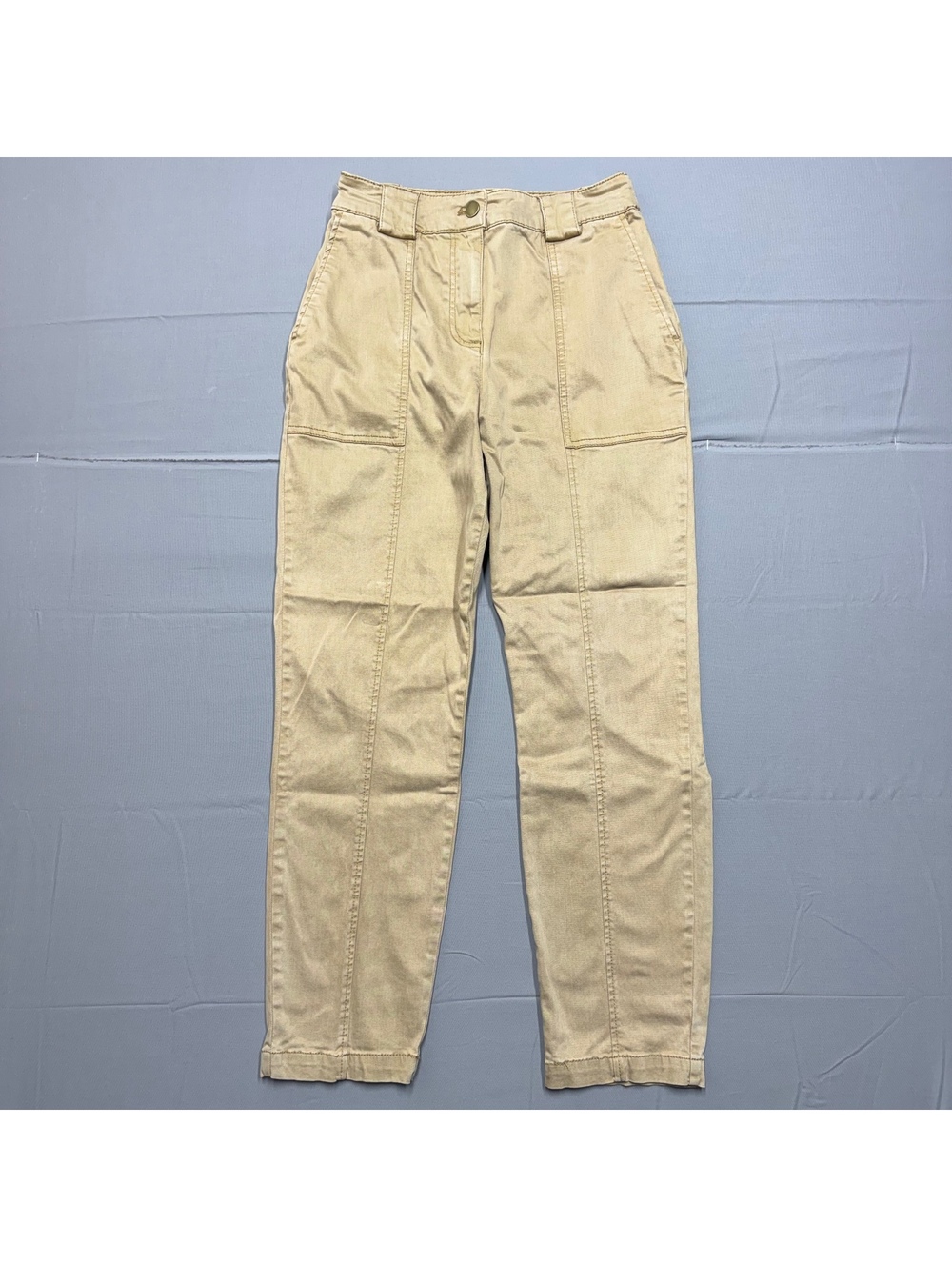 Joie Womens High Rise Utility Front Seam Cotton Tencel Pants Size S Tan Khaki